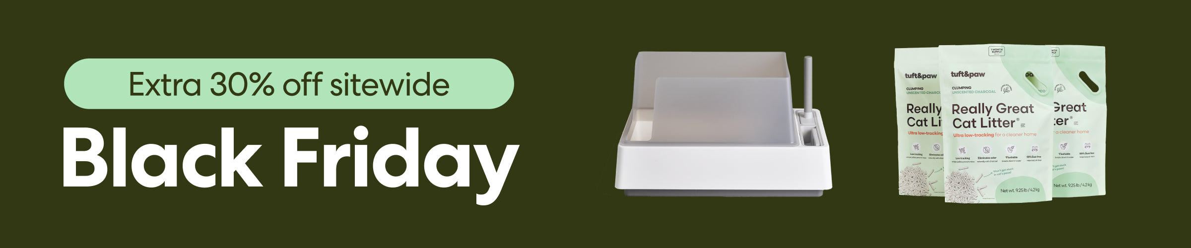 Black cat beside 'Black Friday' text with 25% off sitewide bubbles.