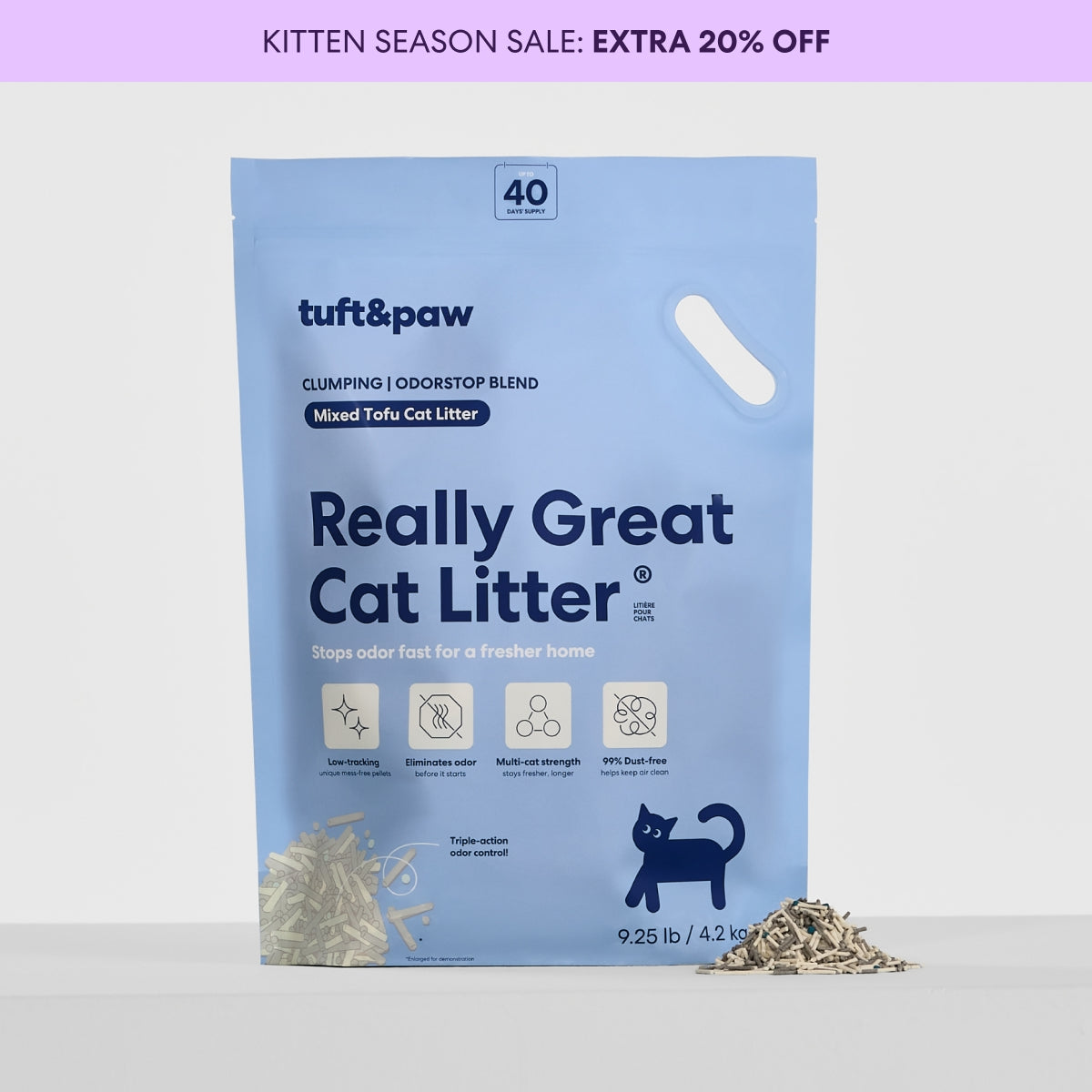 Tuft and Paw Really Great Cat Litter OdorStop official product bag
