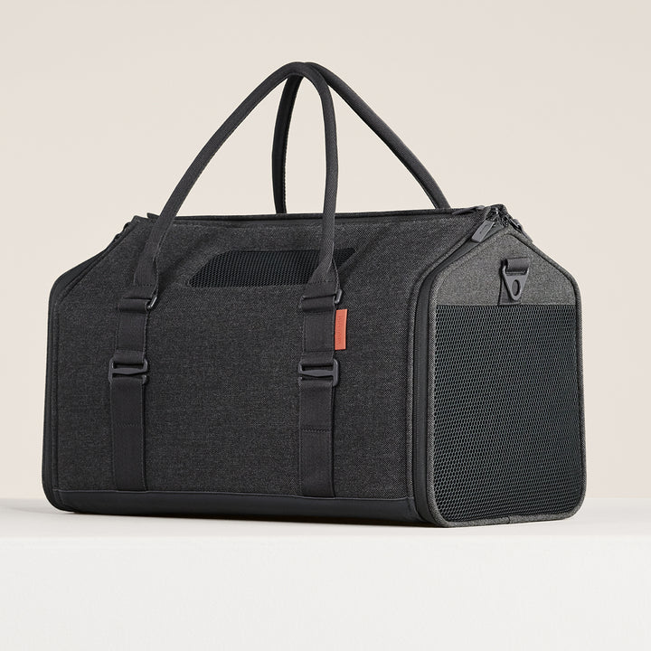 Charcoal Tuft & Paw Porto Cat Carrier on a plain background